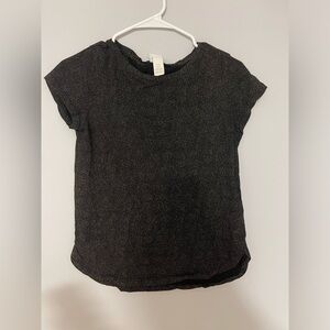 H&M Black Cap-Sleeve Dot-Print Tee